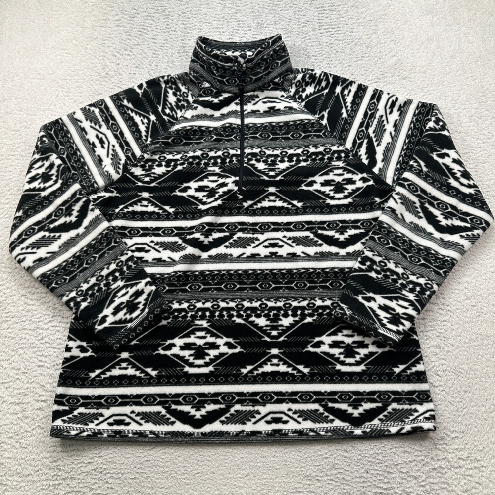 Eddie Bauer Pullover Women's Size XL 1/4 Zip Black Aztec Long Sleeve Jacket